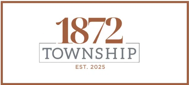 1872 Township logo with brown and gray text and established year 2025 in a framed border